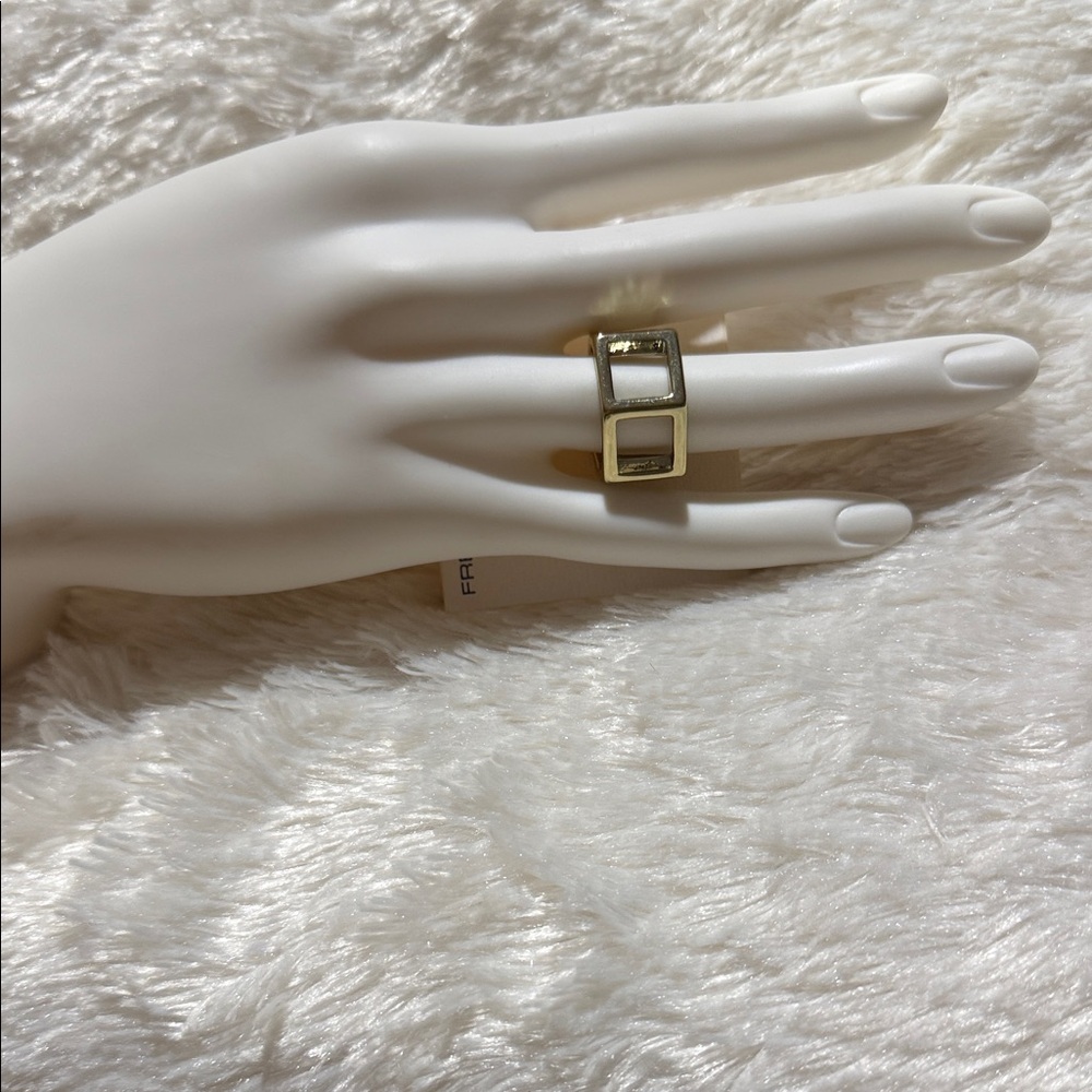 French Connection Gold and White Statement Ring